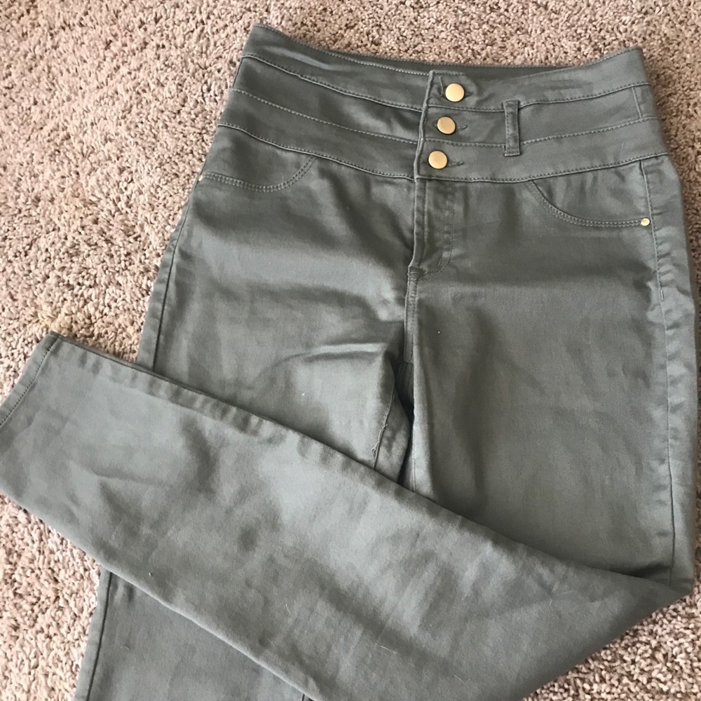 High Waisted Green Jeans